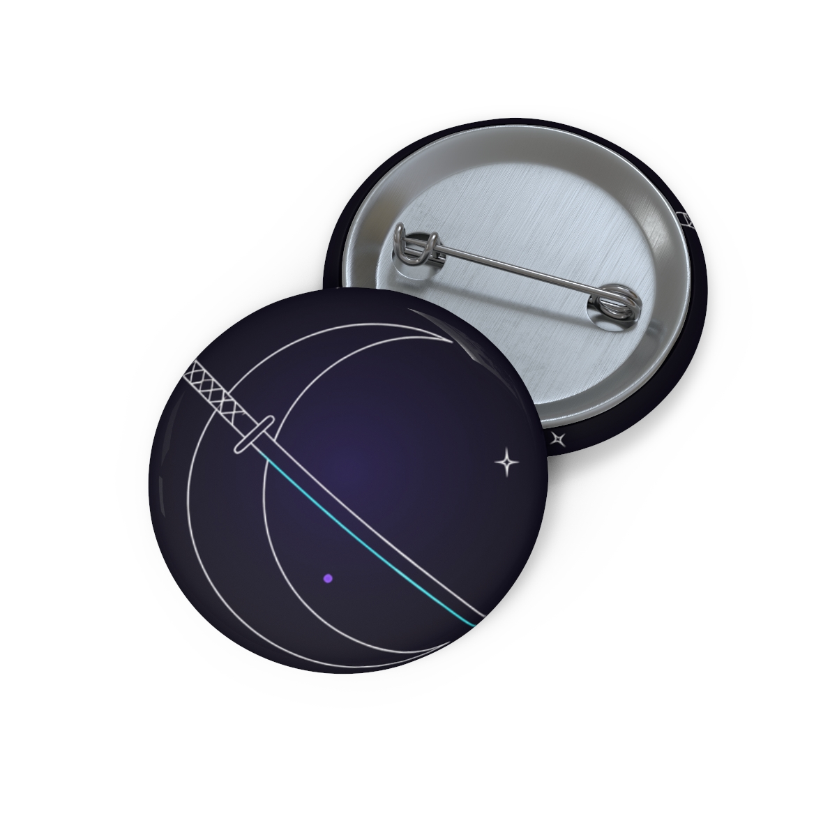 Crescent Blade Pin Button on the garment