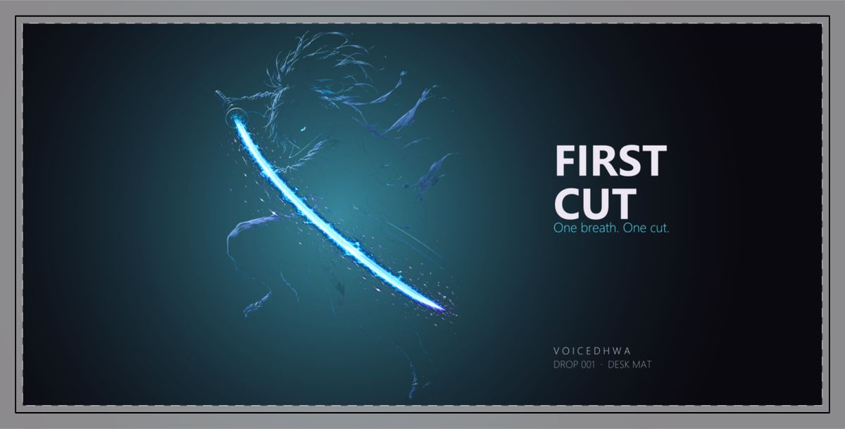 First Cut Desk Mat on the garment