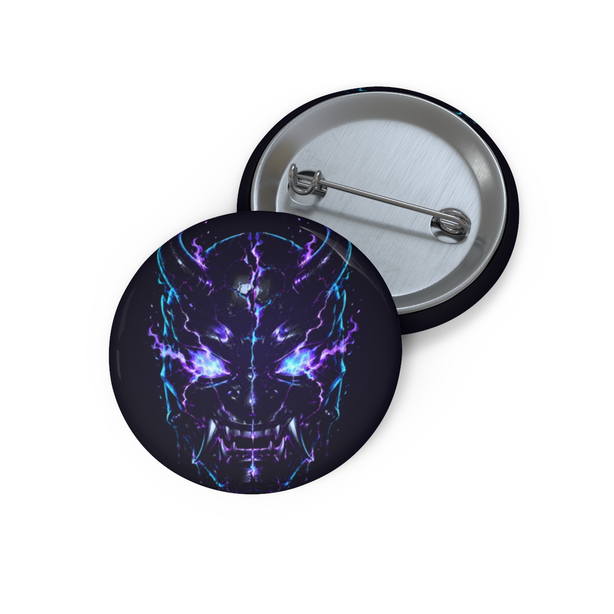 Hollow Oni Pin Button on the garment