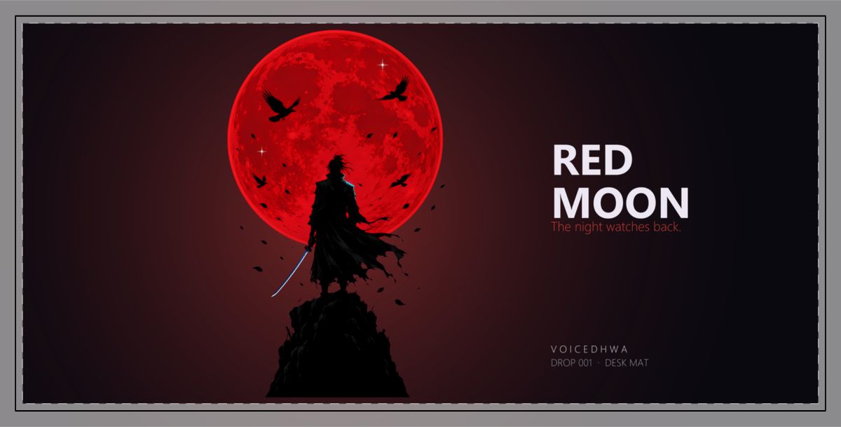 Red Moon Desk Mat on the garment
